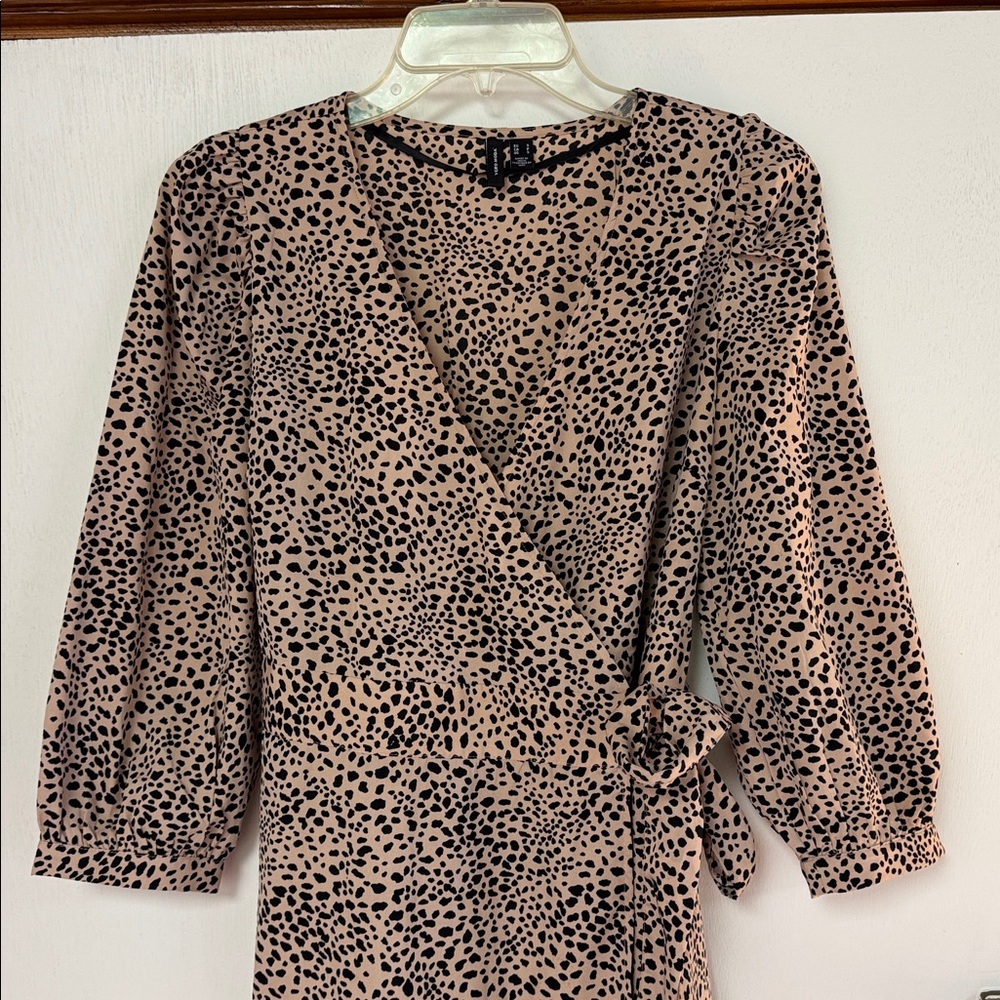 Vero Moda Black Animal Wrap Dress